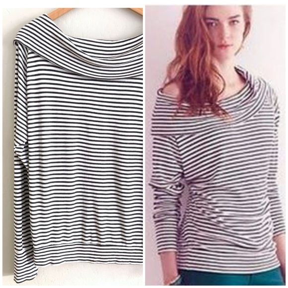 Anthropologie Tops - Anthropologie | Bordeaux Striped Off Shoulder Top